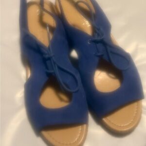 Naturalizer Royal Blue Lace-Up Peep Toe Sandals